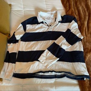 IZOD Jeans Retro Varsity XXL Rugby Shirt Navy & White Stripe